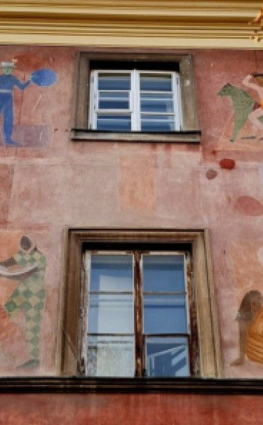 Polichromia Zofii Artymowskiej i Janiny Węgrzynowskiej, Rynek Nowego Miasta 27 Polichromia Zofii Artymowskiej i Janiny Węgrzynowskiej, Rynek Nowego Miasta 27
